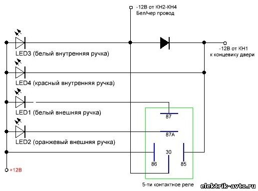 Схема подключения плафона освещения салона ваз ВАЗ "классика" - подсветка внутренних и внешних ручек своими руками - Статьи по 